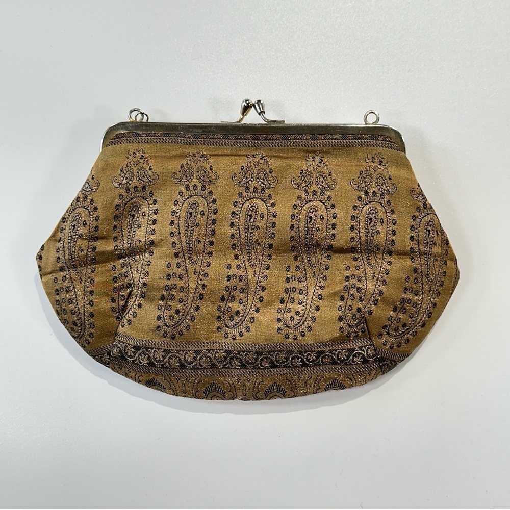 Cottage Product silk evening clutch paisley gold black - Picture 2 of 13
